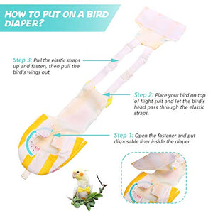 KAMA BRIDAL Bird Diaper Parrot Washable Diaper Nappies for Parakeet Cockatiel Mini Macaw Budgie Canary Flight Suit 2 Pcs