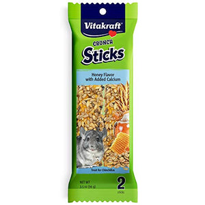 Vitakraft Crunch Sticks Honey Flavor with Added Calcium Chinchilla Treat (2 Sticks), 3.5 oz, Brown