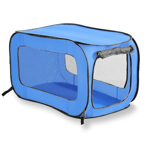 Beatrice Home Fashions Portable, Collapsible, Pop Up Travel Pet Kennel, 32.5" L x 19.5" W x 19.5" H, Blue