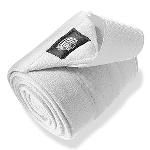 SmithBuilt Equine Fleece Polo Wraps, White - (Set of 4) Horse Leg Bandages