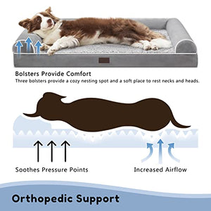 WESTERN HOME Orthopedic Dog Beds for Large Dogs, Foam Pet Sofa with Waterproof Lining, Removable Washable Cover and Nonskid Bottom, Dog Couch Bed for Comfortable Sleep