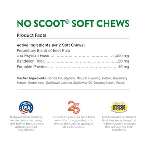 NaturVet - No Scoot for Dogs - 120 Soft Chews - Plus Pumpkin - Supports Healthy Anal Gland & Bowel Function - Enhanced with Beet Pulp & Psyllium Husk