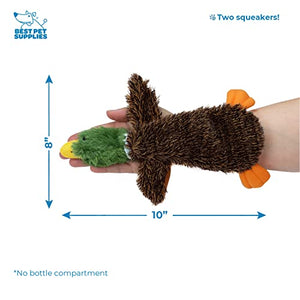 Best Pet Supplies 2-in-1 Stuffless Squeaky Dog Toys with Soft, Durable Fabric for Small, Medium, and Large Pets, No Stuffing for Indoor Play, Supports Active Biting and Play - 1Wild Duck, Small
