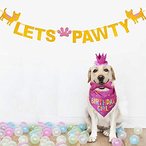 IDOLPET Dog Birthday Bandana Large Dog Birthday Hat Happy Birthday Dog Bone Toy Dog Party Set Pet Happy Birthday Party Suppliers Dog Birthday Accessories and Pet Decorations (Pink)…