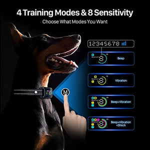 Dog Bark Collar, DINJOO Bark Collar for Large Medium Small Dogs,Smart Bark Collar,Rechargeable Anti Barking Training Collar with 8 Adjustable Sensitivity,Bark Shock Collar with Beep (Black)