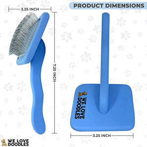 We Love Doodles Dog Slicker Brush for Grooming Pet Hair Poodle Brush for Shedding Medium & Long Haired Dogs Brush - Goldendoodle Long Pin Brush (Large)