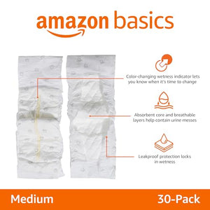 Amazon Basics Male Dog Wrap, Disposable Diapers, Medium, Pack of 30, White