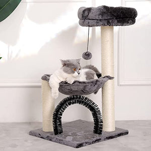 HOOPET cat Tree,27.8 INCHES Tower for Indoor Cats, Multi-Level Cat Tree with Scratching Posts Plush Basket & Perch Play Rest, Activity Dangling Ball Kittens/Small Cats