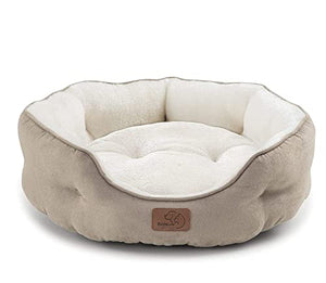 Bedsure Dog Beds for Small Dogs - Round Cat Beds for Indoor Cats, Washable Pet Bed for Puppy and Kitten with Slip-Resistant Bottom, 20 Inches, Taupe