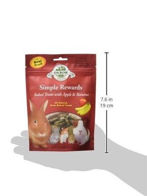 Oxbow Simple Rewards Baked Treats with Apples and Bananas for Rabbits, Guinea Pigs, Chinchillas, and Small Pets 3 Ounce (Pack of 1)