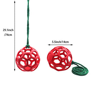 Besimple 2 Pack Horse Treat Ball Hay Feeder Toy, Goat Feeder Ball Hanging Feeding Toy for Horse Goat Sheep Relieve Stress(Red)