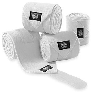 SmithBuilt Equine Fleece Polo Wraps, White - (Set of 4) Horse Leg Bandages