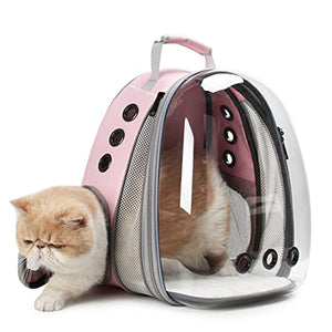 Lollimeow Bubble Expandable Cat Backpack Pet Travel Carrier for Cats and Dogs (Pink-Front Expandable)