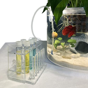 Aquarium Test Tube Holder, Hand-Made Rack, with 6 Slots and 6 Drying Poles, customised for use with Aquarium Test Tubes Including API Test Tubes, by Tililly Concepts