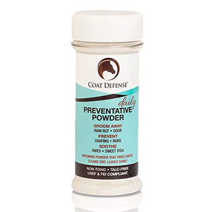 Coat Defense Daily Preventative Powder for Horses - Safe & Effective Equine Sweet Itch, Skin Funk, Scratches, & Rain Rot Treatment - Dry Shampoo for Horses, 8 oz Formula with All Natural Ingredients