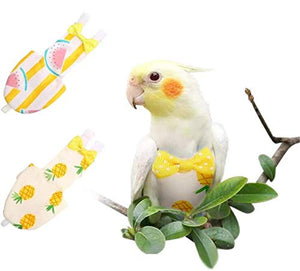 KAMA BRIDAL Bird Diaper Parrot Washable Diaper Nappies for Parakeet Cockatiel Mini Macaw Budgie Canary Flight Suit 2 Pcs