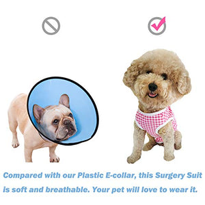 Dog’s Recovery Suit Post Surgery Shirt for Puppy, Wound Protective Clothes for Little Animals(Pink White Stripe-m)