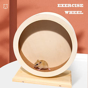 antiai Hamster Wooden Silent Wheel, Small Animal Exercise Wheel Accessories, Quiet Spinner Hamster Running Wheels Toys for Hamsters,Guinea Pig, Gerbils, Mice and Other Small Pets,8.2' Medium Size