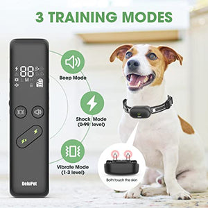 Dog Shock Collar - Electric Dog Training Collar with Remote 1600FT, Rechargeable E-Collar Waterproof Collars with 3 Training Modes, Security Lock for All Breeds, Sizes