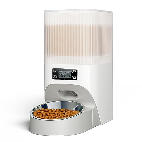 Faroro Automatic Cat Food Dispenser, 4L/17 Cups Timed Dry Food Dispenser for Cats Dogs with Programmable Portion Control, 6 Meals Per Day, Dual Power Supply, 10s Voice Recorder