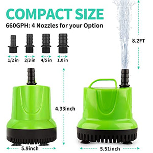 FREESEA 660 GPH 40W Submersible Water Pump for Pond Aquarium Hydroponics Fish Tank Fountain Waterfall