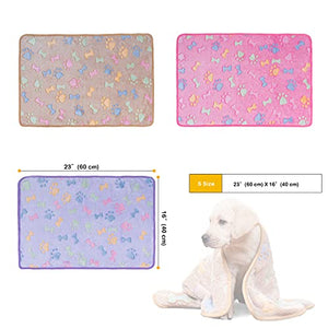 Dono 1 Pack 3 Dog Blanket, Soft Fluffy Fleece Puppy Blankets for Small Dogs Girl Supplies,Paw Print Pink Pet Dog Blanket for Small Medium Large Female Dogs