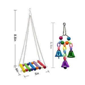 Deloky 8 Packs Bird Swing Chewing Toys- Parrot Hammock Bell Toys Suitable for Small Parakeets, Cockatiels, Conures, Finches,Budgie,Macaws, Parrots, Love Birds