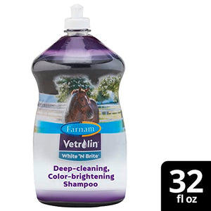 Farnam Vetrolin White ’N Brite Shampoo, Deep Cleaning and Color Brightening Shampoo for Horses and Dogs. 32 ounces