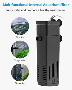 NICREW Aquarium Internal Filter, Submersible Power Filter with Multiple Function for Fish Tanks 5-10 Gallon, 53 GPH, 5W