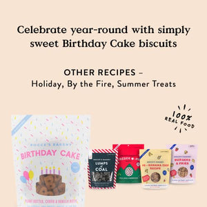 Bocce's Bakery Birthday Cake Treats for Dogs - Special Edition Wheat-Free Dog Treats, Made with Real Ingredients, Baked in The USA, All-Natural Peanut Butter Vanilla Biscuits, 5 oz