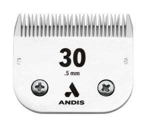 Andis – 64260, Ceramic Edge Pet Clipper Blade - Comprised of Carbon-Infused Steel, Size-30 Blade with Prolonged Sharp Edge, Cuts Hairs at 1/50-Inch Length – for Dogs & Medium Sized Animals, Chrome