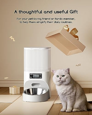 Faroro Automatic Cat Food Dispenser, 4L/17 Cups Timed Dry Food Dispenser for Cats Dogs with Programmable Portion Control, 6 Meals Per Day, Dual Power Supply, 10s Voice Recorder