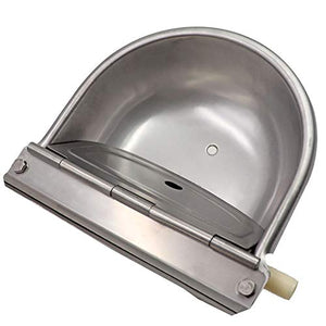 MACGOAL Stainless Steel Automatic Waterer Bowl with Float Valve Automatic Dog Water Bowl Water Trough for Dog Livestock Pig Chicken Goat Waterer with Drain Plug