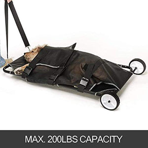 Happybuy Animal Stretcher Black Pet Stretcher 48x26 Inch Animal Stretcher Pet Trolley with Wheels Max 200lbs Capacity