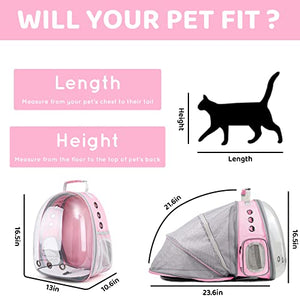 PROKEI Cat Backpack Carrier,Expandable Pet Bubble Backpack Airline Approved, Pet Travel Carrying Bag for Small Medium Cats and Puppy with Hiking Walking Outdoor Use