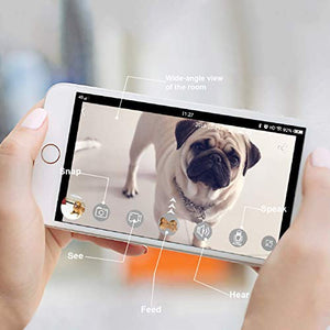 SKYMEE Dog Camera Treat Dispenser,WiFi Full HD Pet Camera with Two-Way Audio and Night Vision,Compatible with Alexa (2.4G WiFi ONLY) (Petalk AI)