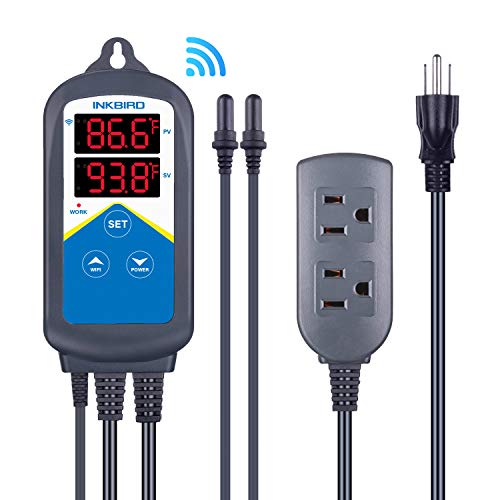 Inkbird ITC-306A WiFi Temperature Controller, Wi-Fi Aquarium Thermostat Heater Controller 120V~1200W Temperature Control with Two Probes only for Heater Aquarium Breeding Reptiles Hatching.