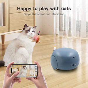 Pet Camera Treat Dispenser, Cat Dog Camera, Pumpkii Automatic Pet Feeder with App Remote Control, 2 Way Audio, 1080P HD Mobile Camera with Night Vision, Interactive Replaceable Cat Teaser