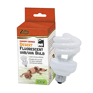 Zilla Canopy Series Fluorescent UVB/UVA Bulbs Desert 20 W, 3.875 IN, White