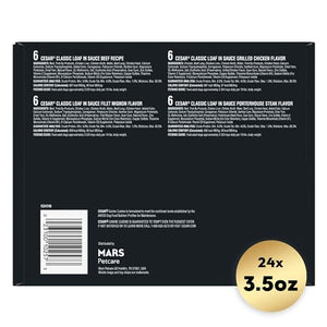 CESAR Adult Wet Dog Food Classic Loaf in Sauce Beef Recipe, Filet Mignon, Grilled Chicken and Porterhouse Steak Variety Pack, 3.5 oz. Easy Peel Trays (Pack of 24)
