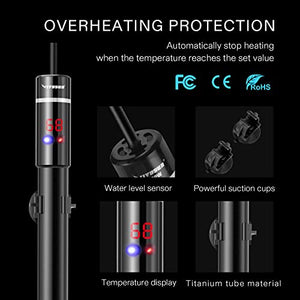 VIVOSUN Submersible Aquarium Heater with Thermometer Combination, 200W Titanium Fish Tank Heaters with Intelligent LED Temperature Display and External Temperature Controller