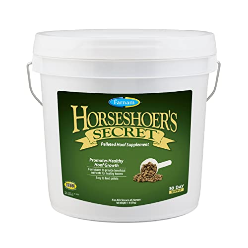 Farnam Horseshoer's Secret Pelleted Hoof Supplements, Promotes healthy hoof growth, maintains hoof walls & supports cracked hooves, 11 lbs., 30 day supply