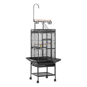 VIVOHOME 72 Inch Wrought Iron Large Bird Cage with Play Top and Stand for Parrots Lovebird Cockatiel Parakeets Black