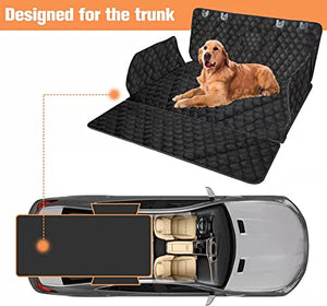 PETICON SUV Cargo Liner for Dogs, Waterproof Pet Cargo Cover Dog Seat Cover Mat for SUVs Sedans Vans with Bumper Flap Protector, Non-Slip, Large Size Universal Fit, Black