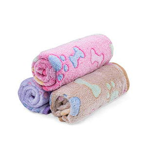 Dono 1 Pack 3 Dog Blanket, Soft Fluffy Fleece Puppy Blankets for Small Dogs Girl Supplies,Paw Print Pink Pet Dog Blanket for Small Medium Large Female Dogs