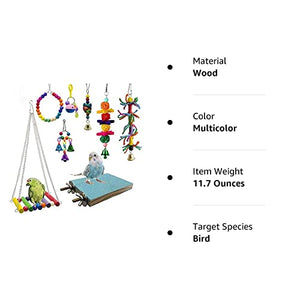 Deloky 8 Packs Bird Swing Chewing Toys- Parrot Hammock Bell Toys Suitable for Small Parakeets, Cockatiels, Conures, Finches,Budgie,Macaws, Parrots, Love Birds