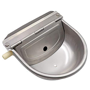 MACGOAL Stainless Steel Automatic Waterer Bowl with Float Valve Automatic Dog Water Bowl Water Trough for Dog Livestock Pig Chicken Goat Waterer with Drain Plug