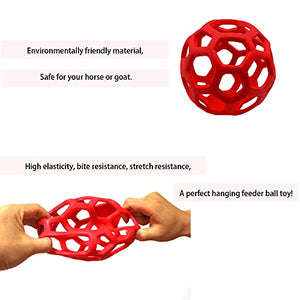 Besimple 2 Pack Horse Treat Ball Hay Feeder Toy, Goat Feeder Ball Hanging Feeding Toy for Horse Goat Sheep Relieve Stress(Red)