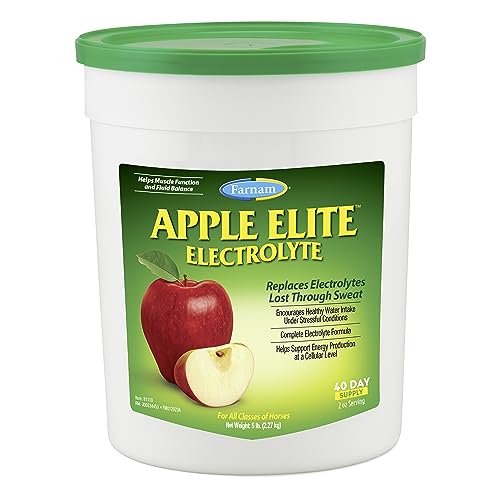 Farnam Apple Elite Horse Electrolyte Powder, Replaces minerals lost in sweat during exercise, extreme weather & stressful conditions, 5 lb., 40 day supply