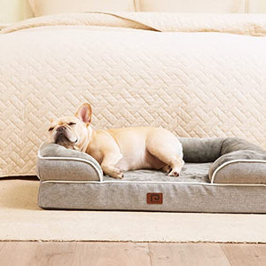 EHEYCIGA Orthopedic Dog Beds for Extra Large Dogs, Waterproof Memory Foam XL Dog Bed with Sides, Non-Slip Bottom and Egg-Crate Foam Big Dog Couch Bed with Washable Removable Cover, Grey